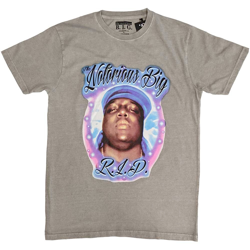 Biggie Smalls - RIP Airbrush Heren Tshirt - Grijs